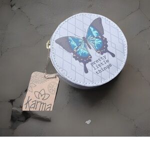 Karma Gray and Blue Butterfly Travel Bag